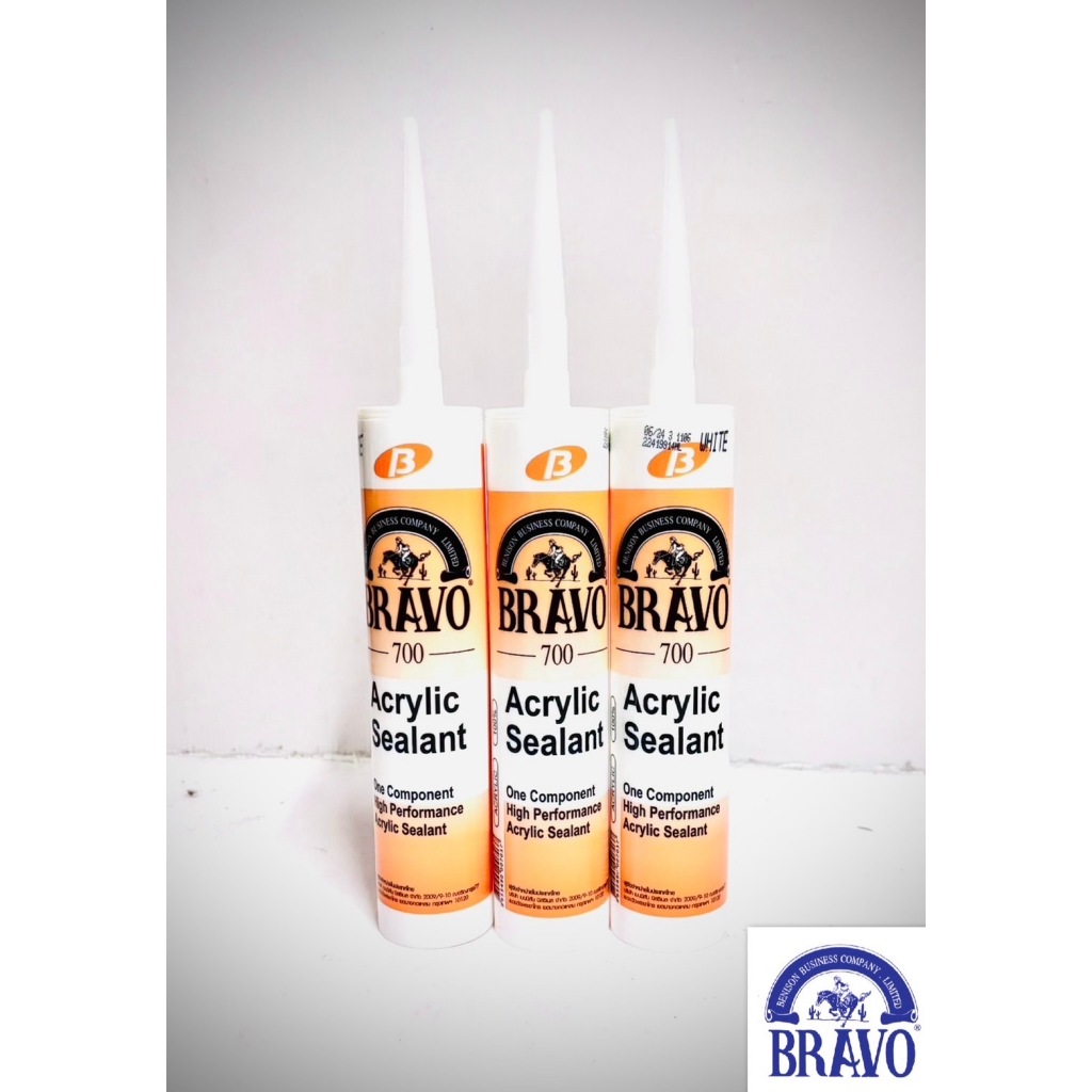 BRAVO 700 Acrylic Sealant อาคิลิค (แด้ป) สีขาว สำหรับยาแนว อุดรอยต่อ รอยแยก รั่ว และซึม 3หลอด