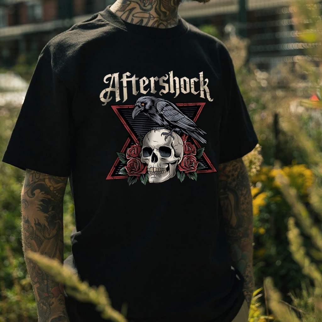Urban90S เสื้อยืด AFTER SHOCK สไตล์วินเทจผ้าคอตตอนแท้ 100% ไร้ตะเข็บข้าง ผ้าหนานุ่ม