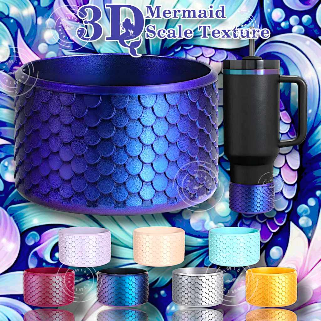 ซิลิโคนยางรองแก้วขนาด7.5cm ลายMermaidเกล็ดปลา Mermaid Silicone Boot for Cup 20/30/40 oz