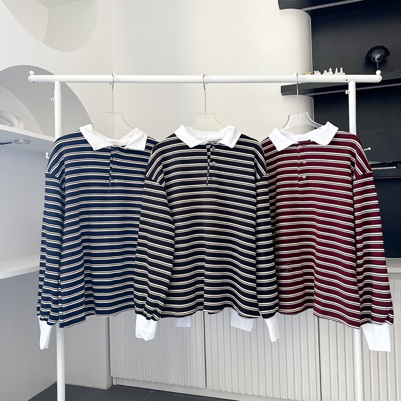 LAYERR Polo Shirtเสื้อโปโลโอเว่อรไซต์ลายวินเทจ🍒พร้อมส่ง