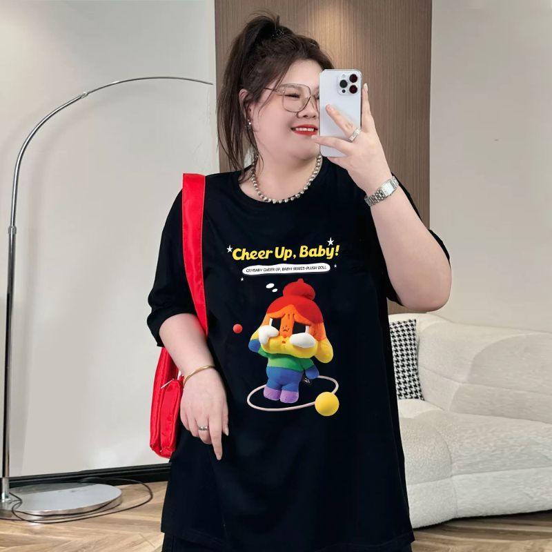 TeddyTee เสื้อยืด oversize สาวอวบ พลัสไซส์ สกรีนลายครายเบบี้ ผ้าคอตตอน100% ใส่สบาย สไตล์เกาหลี มินิมอล น่ารักมาก