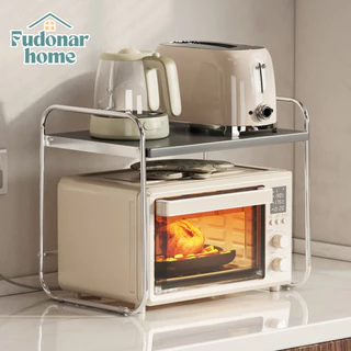 Fudonar ชั้น rack แบบคล่อมไมโครเวฟ ชั้นวางของในครัวแบบปรับได้ เหล็กทั้งชิ้น แข็งแรงทนทาน