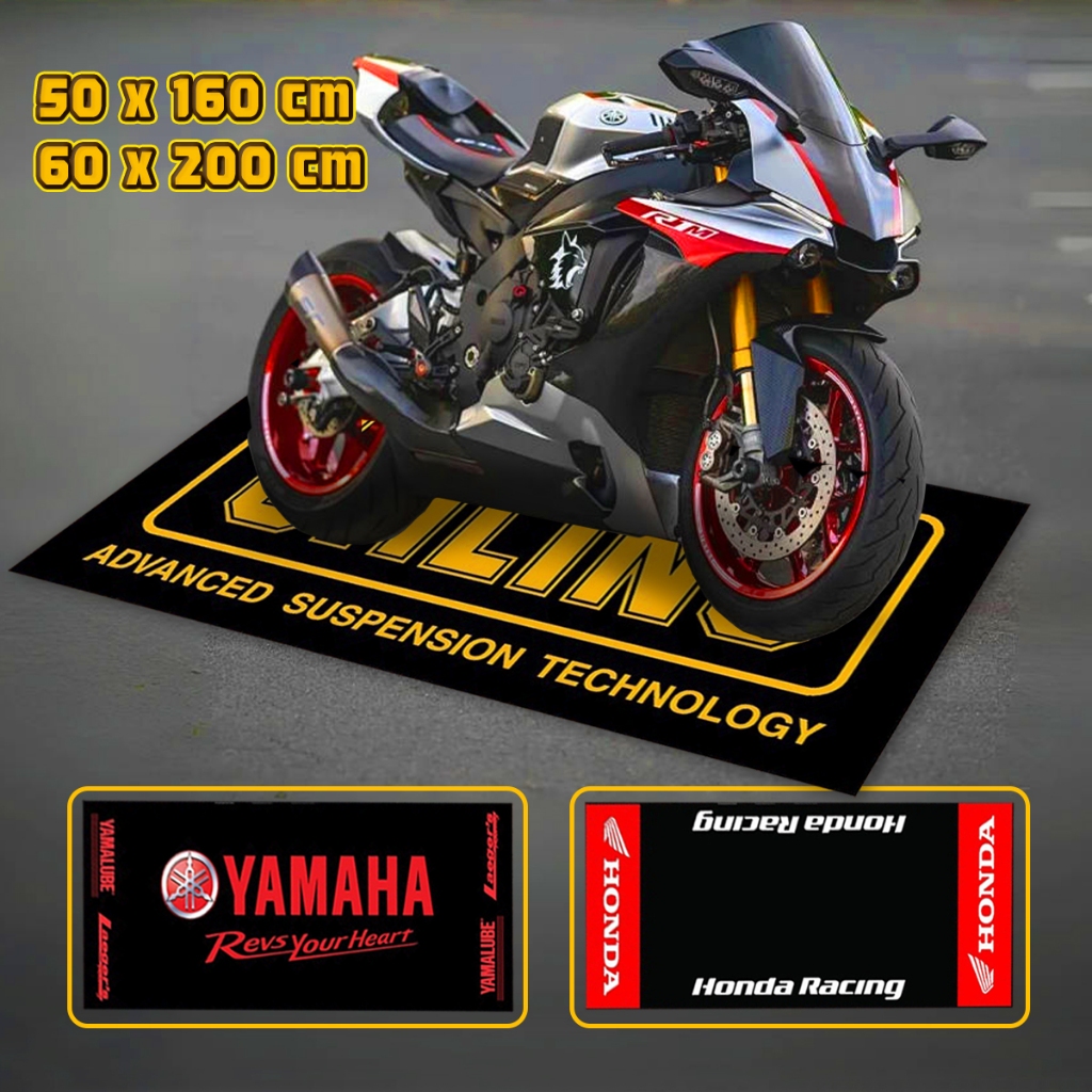 พรมมอเตอร์ไซค์ พรมปูพื้น กันลื่น เหมาะสําหรับรถจักรยานยนต์ส่วนใหญ่ Honda Yamaha ขนาด 160ซม/200ซม