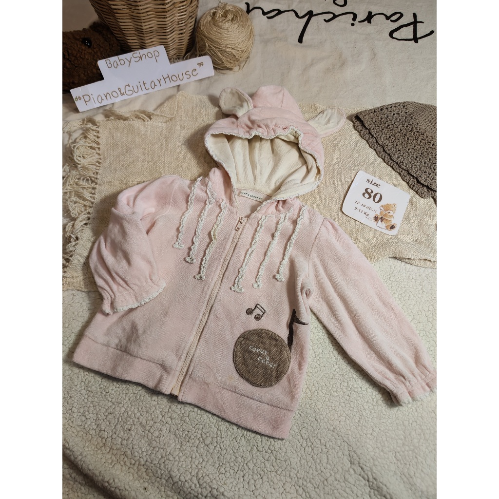 เสื้อคลุมสีชมพูหวานๆแบรนด์ coeur a coeur รหัสT6207 ส่งต่อเสื้อผ้าลูกสาวแบรนด์ญี่ปุ่นมือสอง