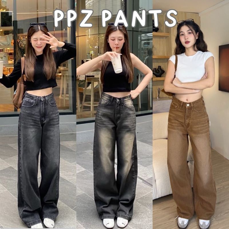 New Baggy Jeans🖤 กางเกงยีนส์ขากระบอกใหญ่ เอวสูง ผ้าไม่ยืด สะโพกปล่อยต้นขากว้าง กางเกงยีนส์ผู้หญิง