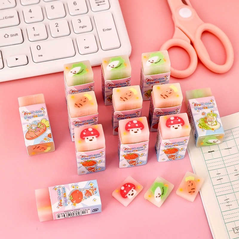 💞ยางลบ ลายผัก ลบสะอาด สีสันสดใส  อุปกรณ์การเรียน