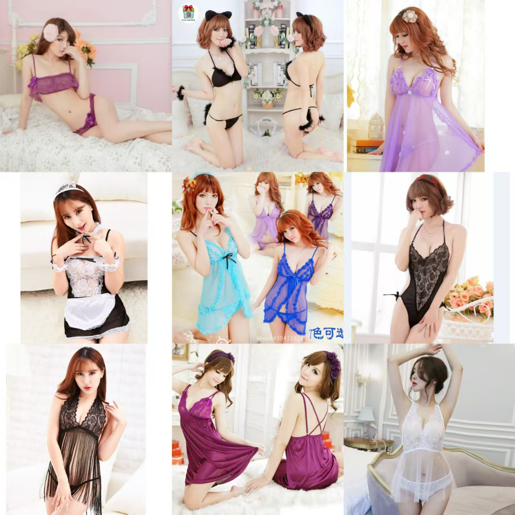 L&L (ลดล้างstock) ชุดนอน sexy ชุดนอนเซ็กซี่ cosplayคอสเพลย์ free size(S - XL)