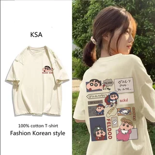 เสื้อยืดแขนสั้นผู้หญิงแฟชั่นฤดูร้อนมาใหม่ oversize เสื้อผ้าสาวอวบวัยรุ่นน่ารัก เสื้อโอเวอร์ไซส์เกาหลี พิมพ์ลายการ์ตู