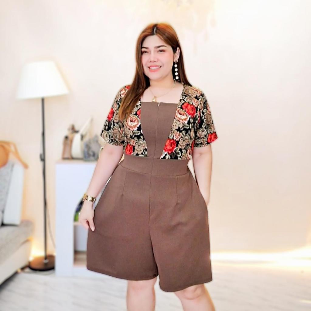 จั้มกางเกงขาสั้นผ้ายืดมูลเวฟ เเต่งลายดอก 2684J เสื้อผ้า