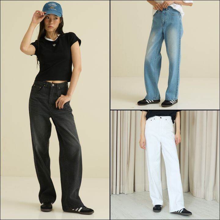 KANNI - WAFFLE DENIM PANTS กางเกงยีนต์ขายาว