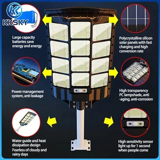 KKSKY ไฟถนนโซล่าเซลล์ 500W 1000W 2000W Solar Light IP67 ไฟเซ็นเซอร์ โคมไฟถนน กันน้ำ การควบคุมแสงอัจฉริยะ ไฟสวนกลาง LED