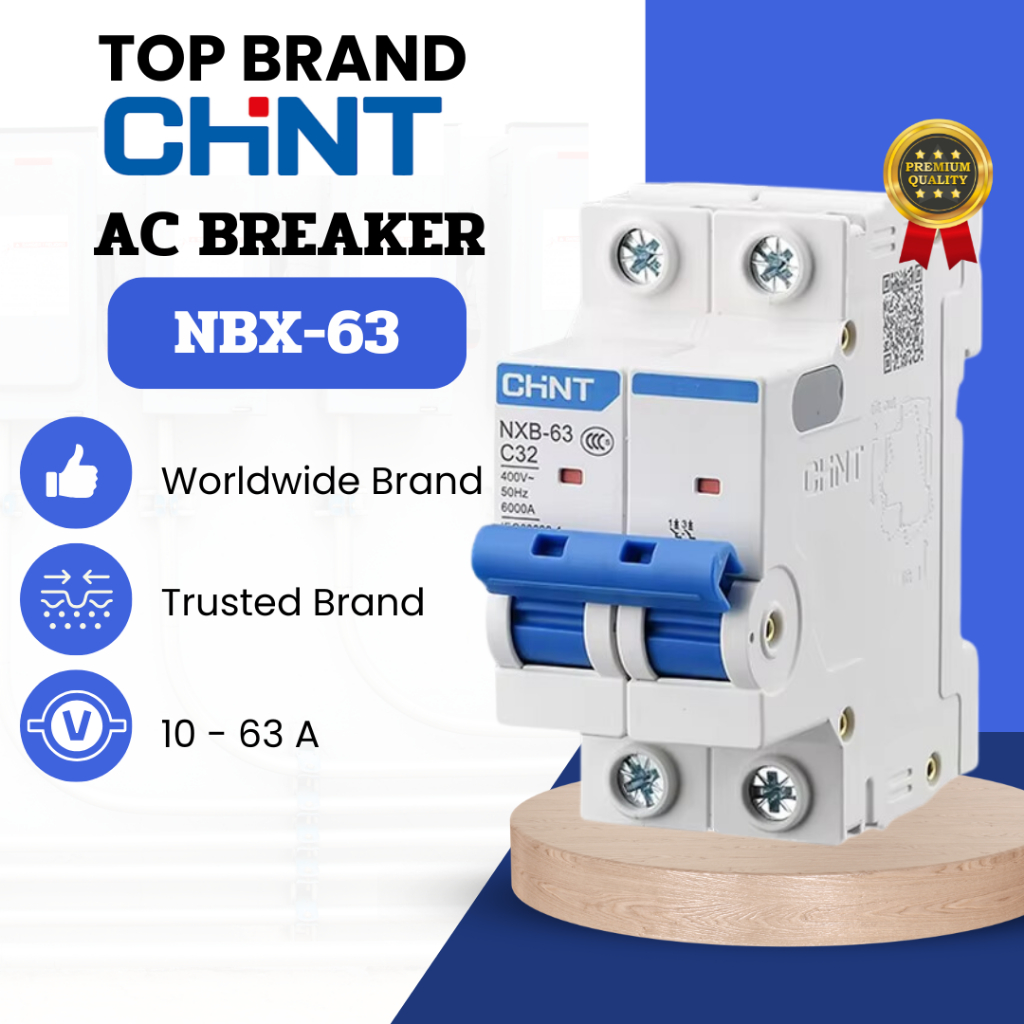 [แบรนด์อันดับ1] CHiNT AC เบรกเกอร์ NXB-63 MCB AC Breaker 1P 2P 3P 10A 16A 20A 32A 40A 50A 63A ของแท้