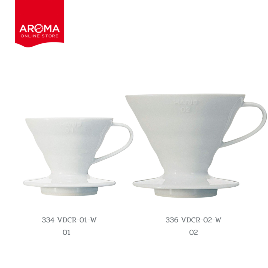 Hario ดริปเปอร์  V60 Coffee Dripper Ceramic / White  (334 /VDCR-01-W) (336 /VDCR-02-W)