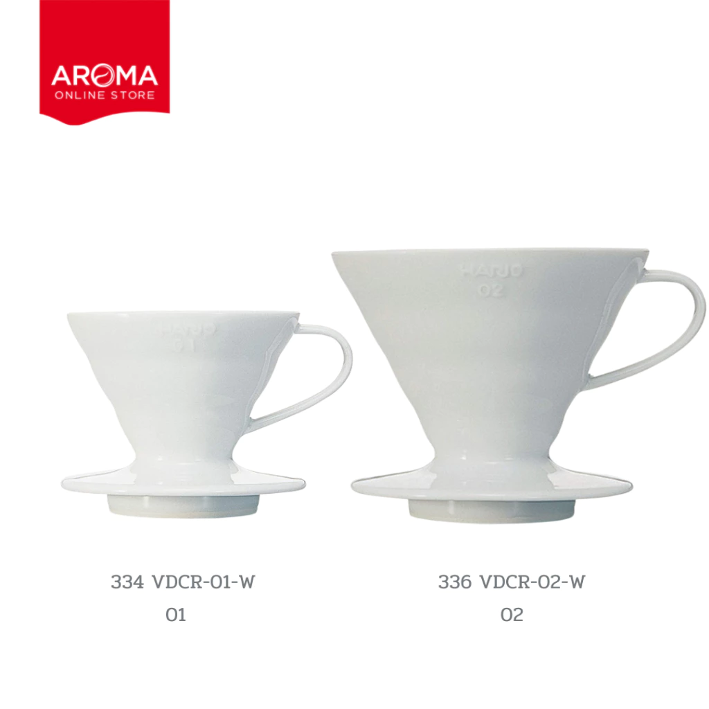 Hario ดริปเปอร์ V60 Coffee Dripper Ceramic / White (334 /VDCR-01-W) (336 /VDCR-02-W)