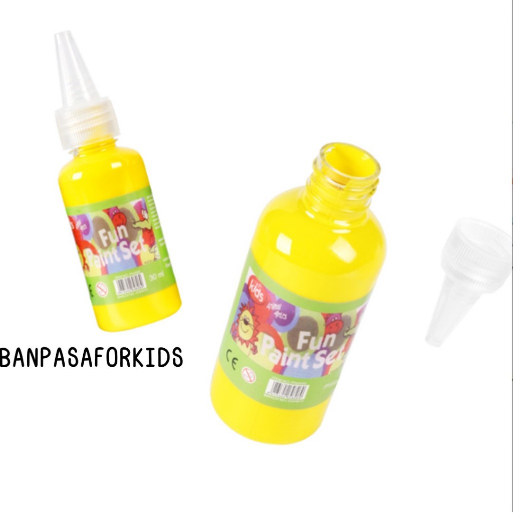 สีน้ำเด็กเข้มข้นพร้อมส่ง 12 สี ปลอดสารพิษ 30ml. สำหรับเด็ก ล้างออกได้ สีสวย สดใส - รูปที่ 2