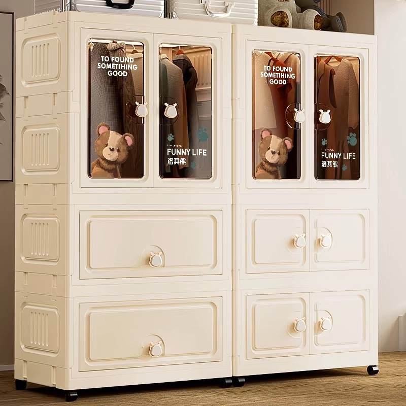 LESSตู้เสื้อผ้า2/3/4/5ชั้น พร้อมล้อเลื่อน ตู้เสื้อผ้าเด็ก ประตูคู่ ลิ้นชัก ความจุขนาดใหญ่ ไม่มีกลิ่น - รูปที่ 7