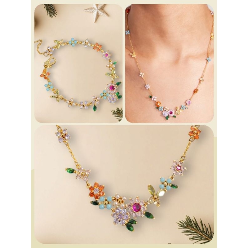 ต่างหู / สร้อยข้อมือ/สร้อยคอ ดอกไม้หลากสี New Bloom Flower Studs/bracelet