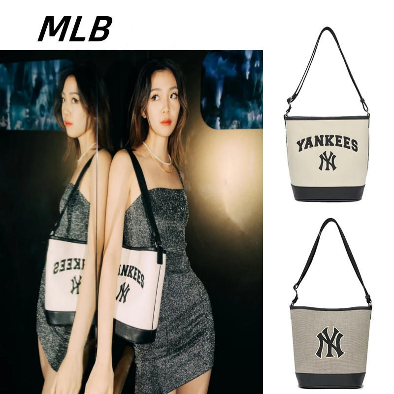 แบรนด์ใหม่และเป็นของแท้💯% MLB NEW YORK YANKEES/กระเป๋าสะพายไหล่ทรงตะกร้า/กระเป๋าทรงถัง