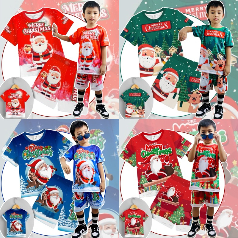 ชุดเด็กMerry Christmas ชุดซานตาคลอสเด็ก แขนสั้น-ขาสั้น ผ้าไมโครไฟเบอร์