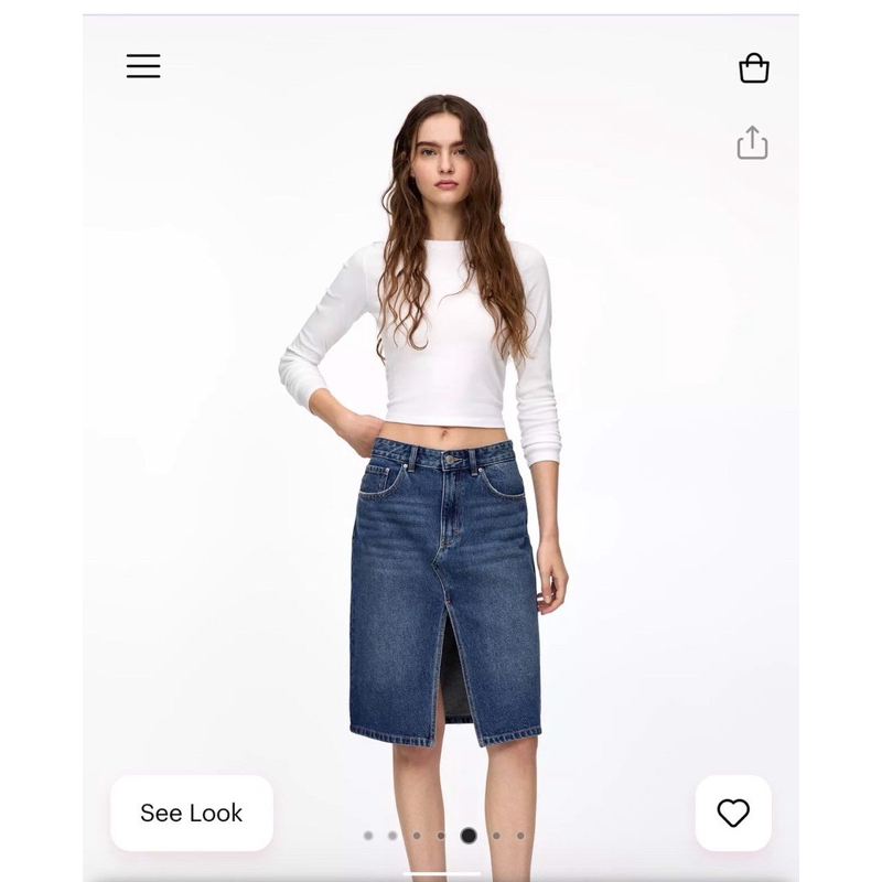 PULL&BEAR Denim skirt กระโปรงยีนส์เอวสูง ผ่าหน้า งานสวย