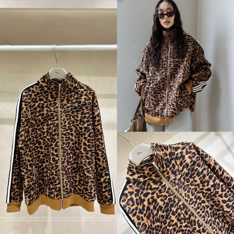 Code : M7508 แจ็คเก็ตลายเสือดาว แถบแขน งานป้าย Vshop