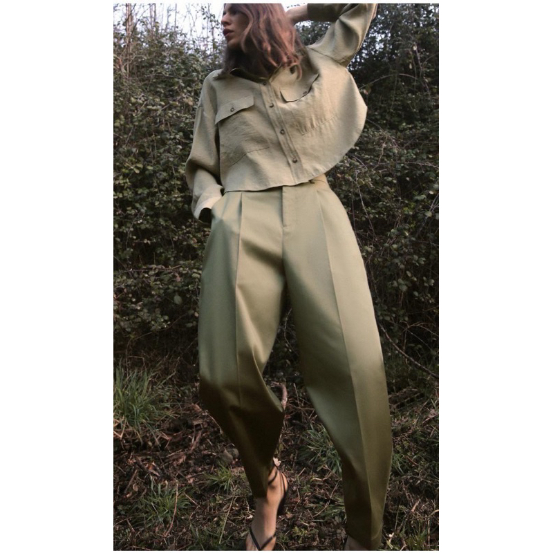 ZARA Trousers กางเกงผ้า เอวสูง เอวยืด ทรงสวย งานแท้