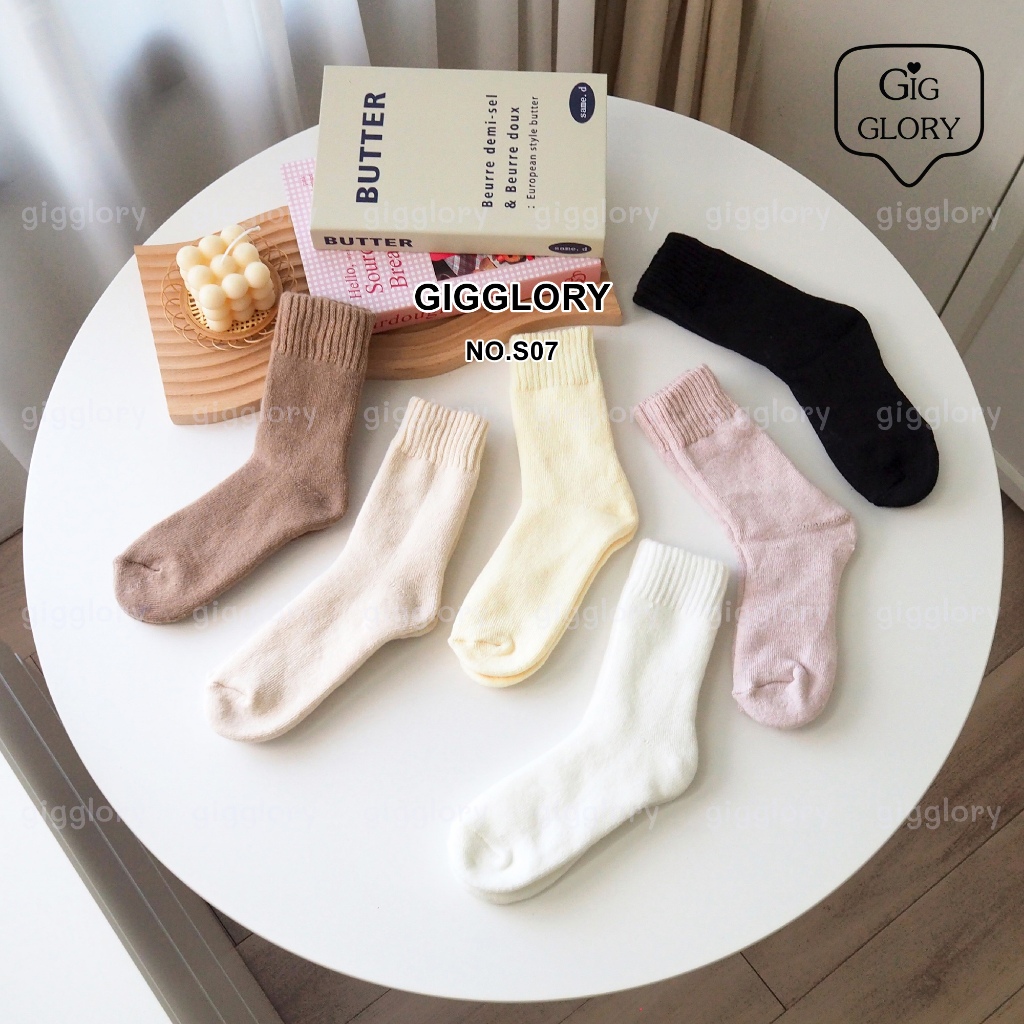 ❄️ พร้อมส่ง ถุงเท้าวูลกันหนาว บุขนนุ่ม สไตล์มินิมอล (NO.S07)