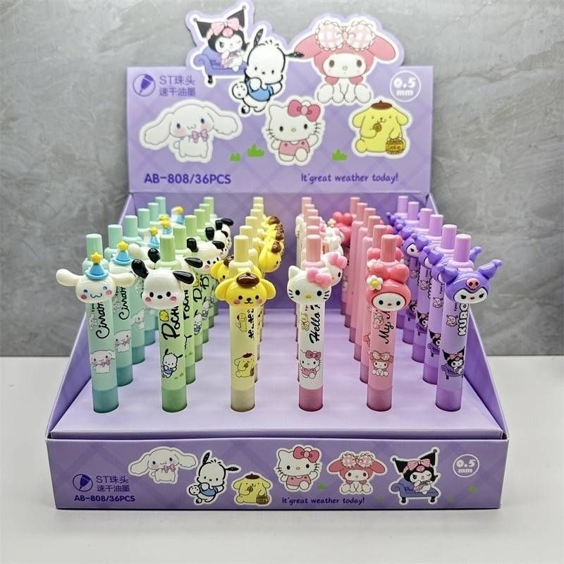 ปากกา พร้อมส่งจากไทย ปากกาเจลกดแปะตัวนูนลายหัวซานริโอแท่งอ้วนน่ารักปุ๊กปิ๊ก