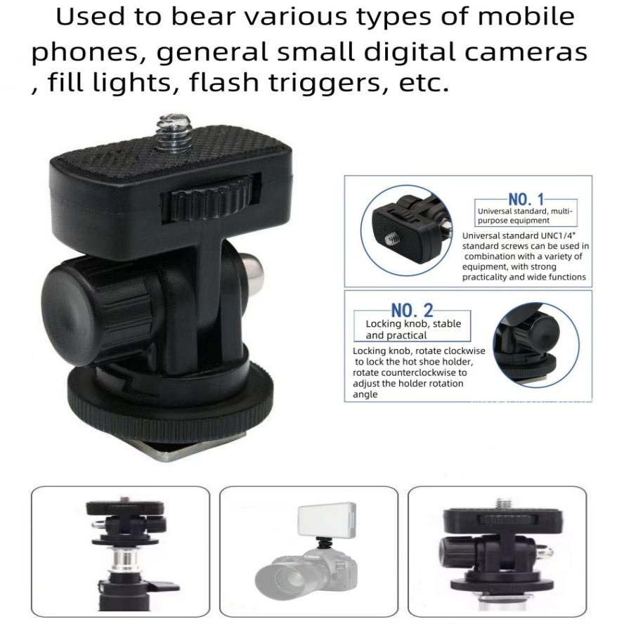 อุปกรณ์เสริมหัว Ptz 1/4นิ้ว ขาตั้ง Speedlite Flash ขาตั้งกล้อง gopro ใดๆ... (เกียง360 สี่เหลี่ยม)