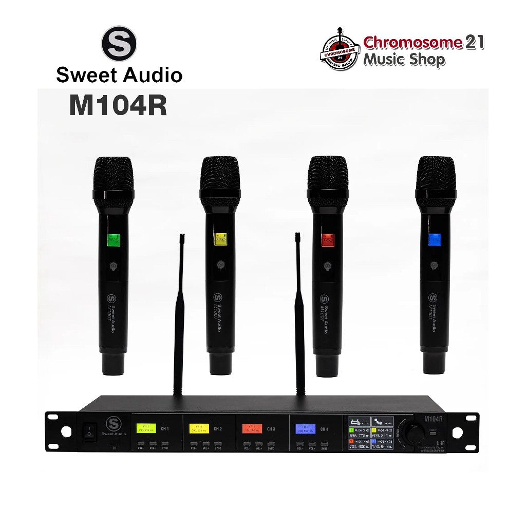 ไมโครโฟนไวร์เลส Sweet Audio M104R True Diversity Wireless System ปรับความถี่ได้ ไมค์4ตัว