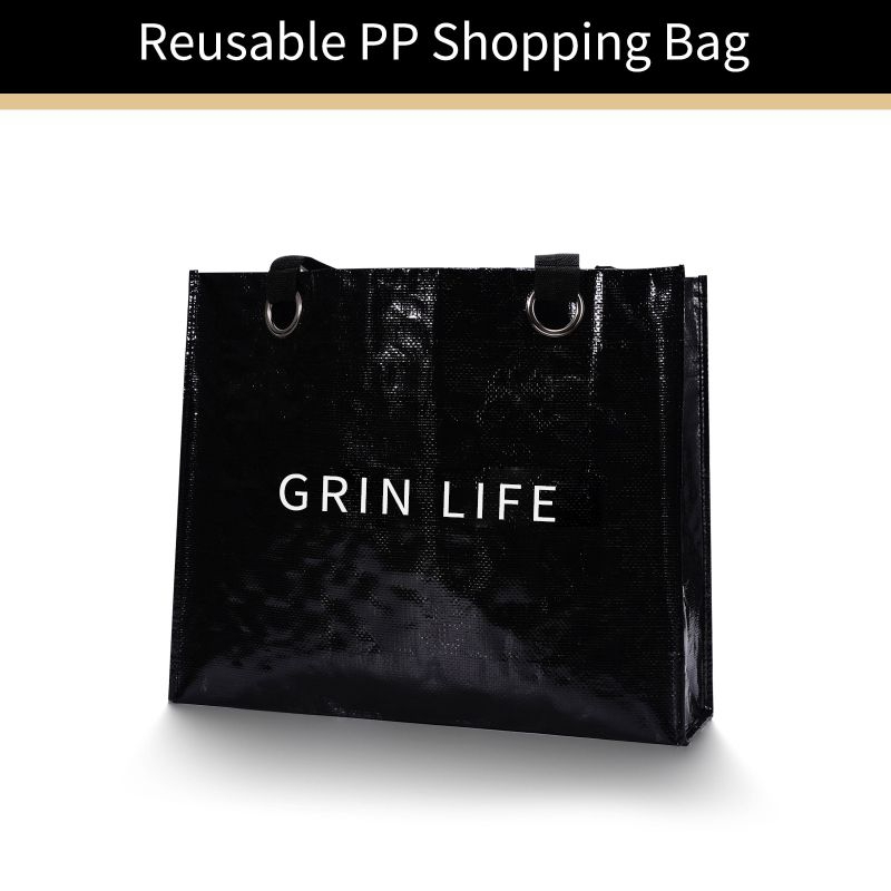 Shopping Bag กระเป๋าช้อปปิ้งกันน้ำ สะพายไหล่ กระเป๋าอเนกประสงค์ *️⃣สีดำล้วน ไม่มีลายอักษรภาษาอังกฤษ*️⃣