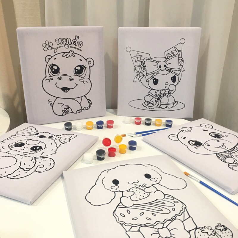 เฟรมผ้าระบายสีลายการ์ตูน ขนาด9x10นิ้ว
