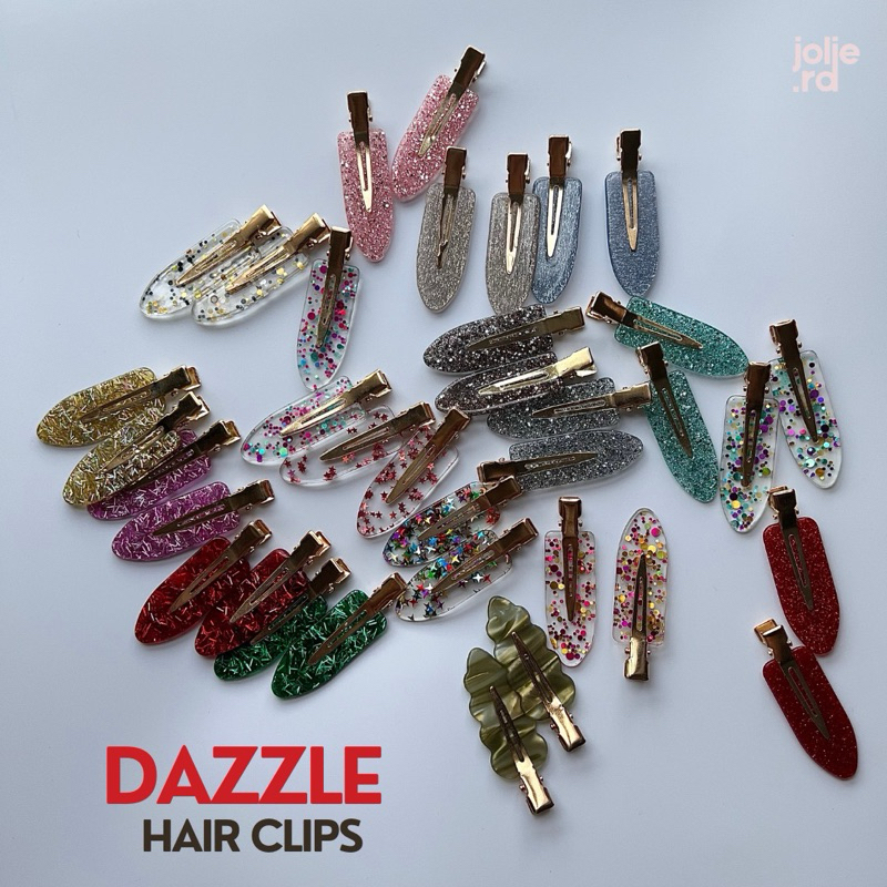 jolie.rd | (+new! 4สี ) Dazzle Hair clip *ราคา/คู่ กิ๊บติดผมหน้าม้า (size 4.5-5 cm./68 colors)