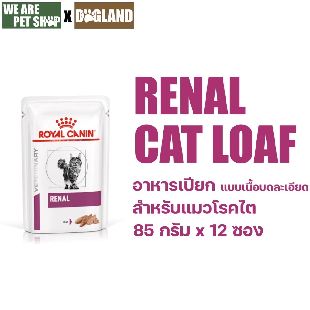 Royal Canin Vet Cat อาหารแมวเปียกโรคไต เนื้อละเอียด Renal Loaf 85g*12 ซอง