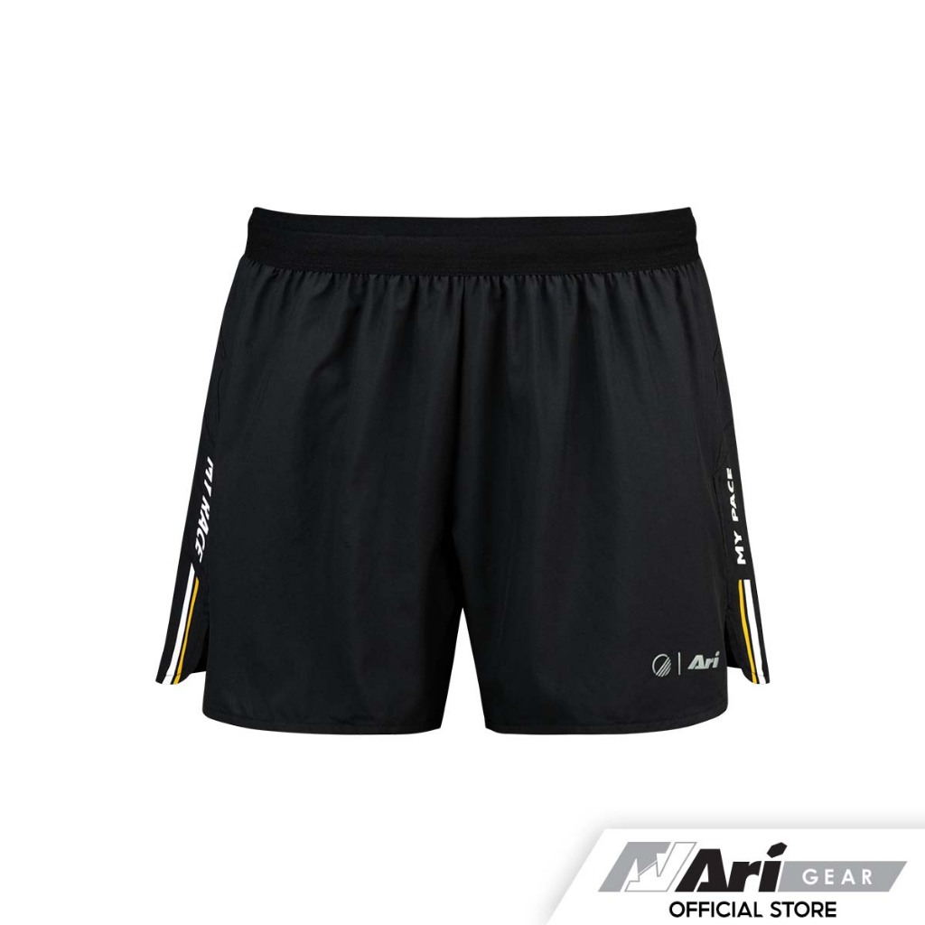 WAKINGBEE X ARI MEN'S DASH 3" RUNNING SHORTS - BLACK/WHITE/ORANGE กางเกงวิ่งผู้ชาย DASH 3" เวคกิ้งบี X อาริ สีดำ