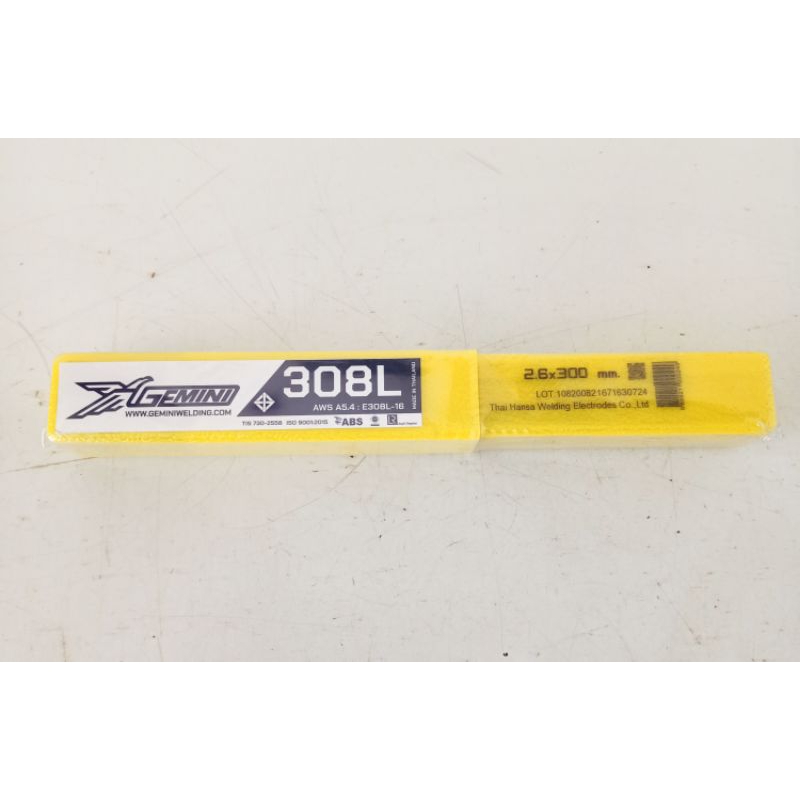 ลวดเชื่อมสแตนเลสเจมินี่ Gemini 308L Sz.2.6x300mm. AWS A5.4 : E308L-16 ล็อตใหม่ : สูตรป้องกันการเกิดรูพรุน