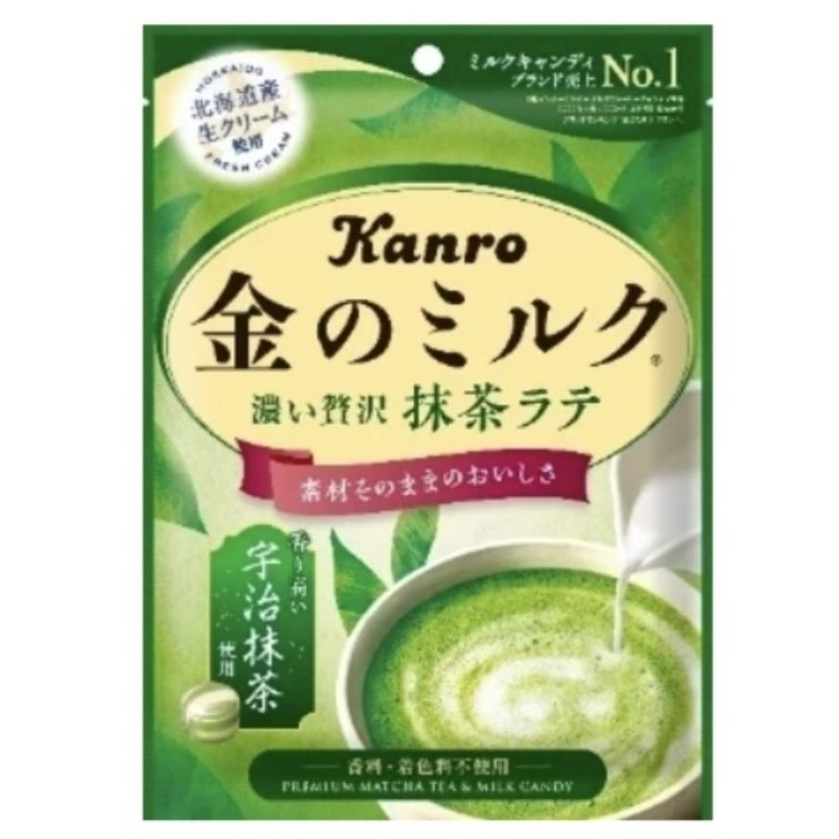 【Direct from Japan】kanro โกลเด้นมิลค์แคนดี้มัทฉะลาเต้ถุง 24กรัม รสชาติมัทฉะอุจิที่หอมกรุ่น รสชาติที่เป็นธรรมชาติของส่วนผสม ทำด้วยครีมสดจากฮอกไกโด