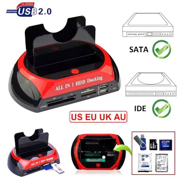 All in One HDD Docking Station Multi Card Reader สำหรับ HDD Enclosure 2.5/3.5 นิ้ว SATA/ IDE Hard Dr