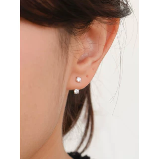 A.piece ต่างหู [silver 925 post] Diamond jacket earrings