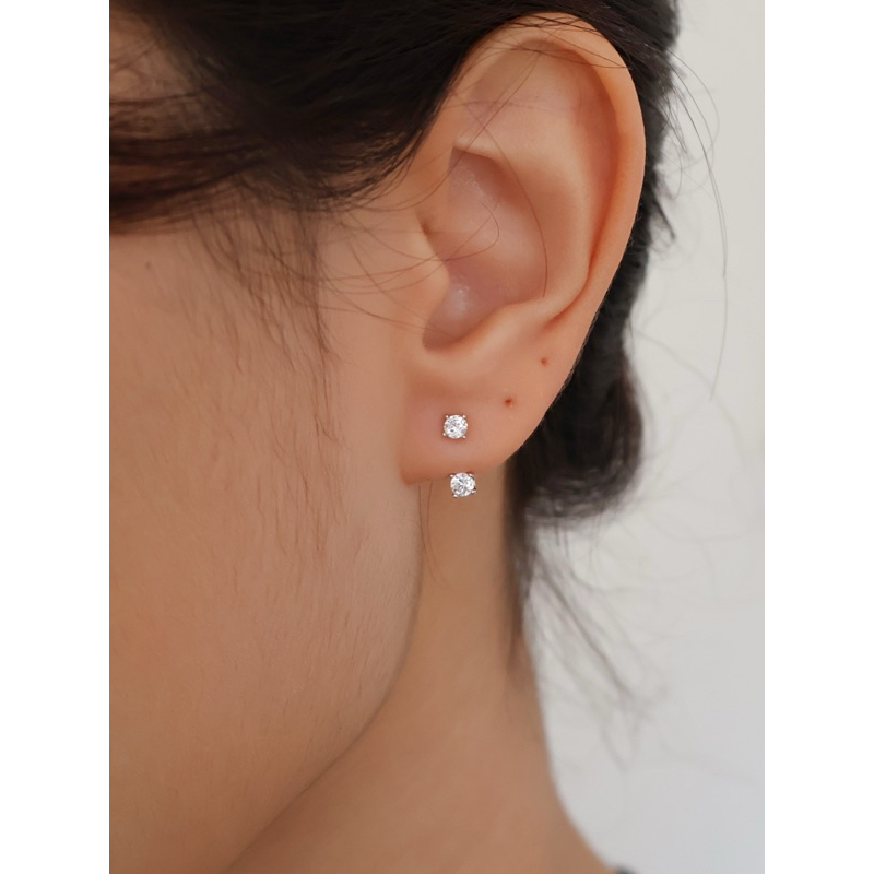 A.piece ต่างหู [silver 925 post] Diamond jacket earrings
