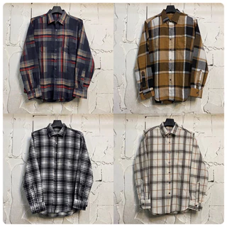 เสื้อเชิ้ตแขนยาวลายสก๊อต 16 ลาย💥ผ้า COTTON BRUSH ไซส์ M -4XL [อก 40-52] เสื้อเชิ้ตเเขนยาว วินเทจ ผ้าลายสก็อตราคาถูก