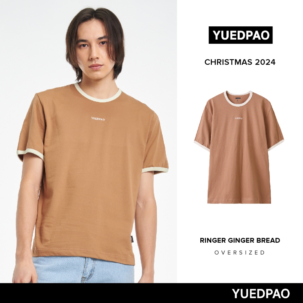 Yuedpao Christmas Collection 2024 ผ้าหนาทรงสวย ยับยากรีดง่าย เสื้อยืดเปล่า เสื้อยืดโอเวอร์ไซส์ Oversize Ginger bread
