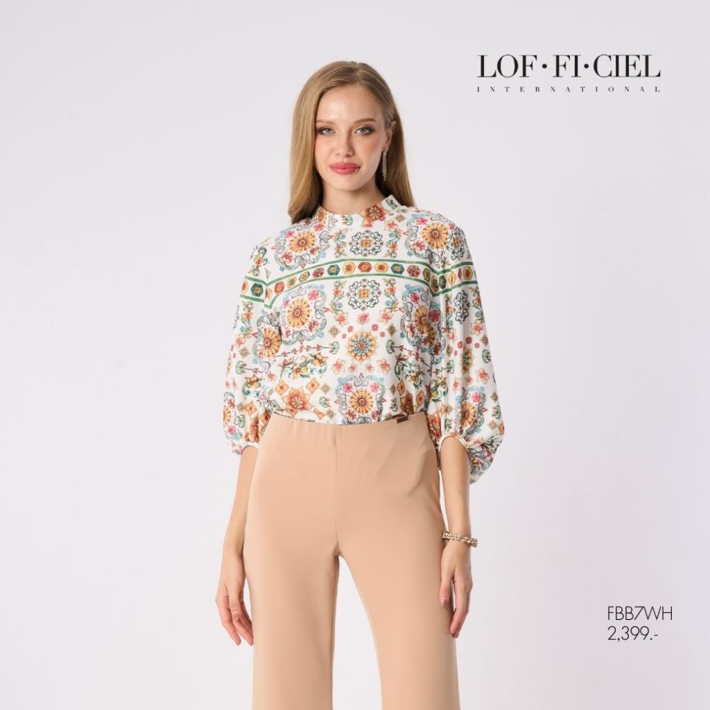 LOF-FI-CIEL เสื้อผู้หญิง แกรนด์ พาเลส การ์เด้น แขนพอง ปลายแขนรูด สีเขียวอ่อน FBB7WH