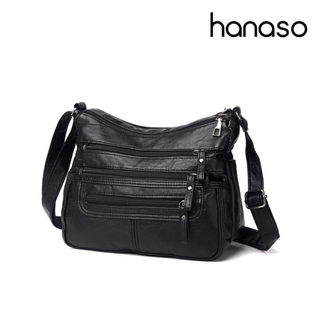 [clearance sale] กระเป๋าหนังสะพายข้าง กระเป๋าหนังpu กระเป๋าหลายชั้น ใส่ ร่ม ขวดน้ำ สายสะพายปรับความยาวได้