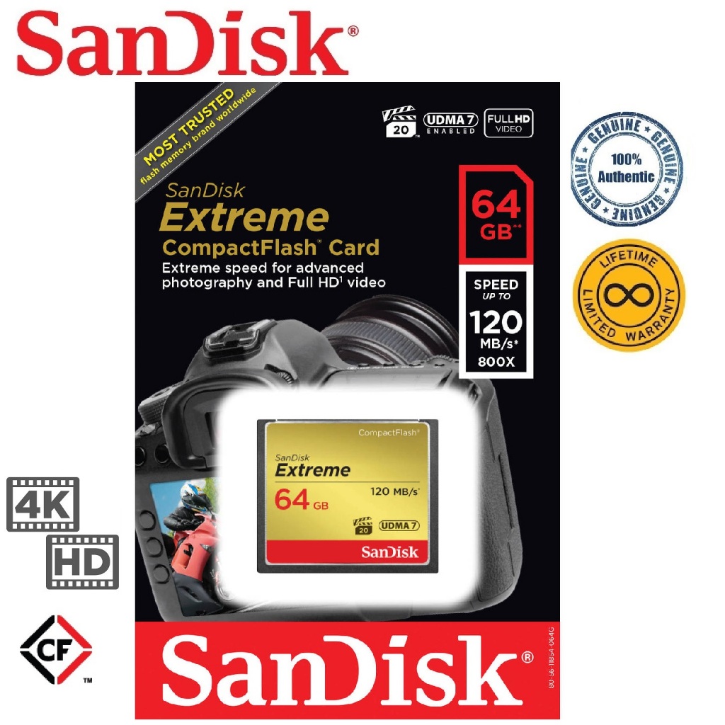 SanDisk 64GB Extreme Compact Flash 120MB/s