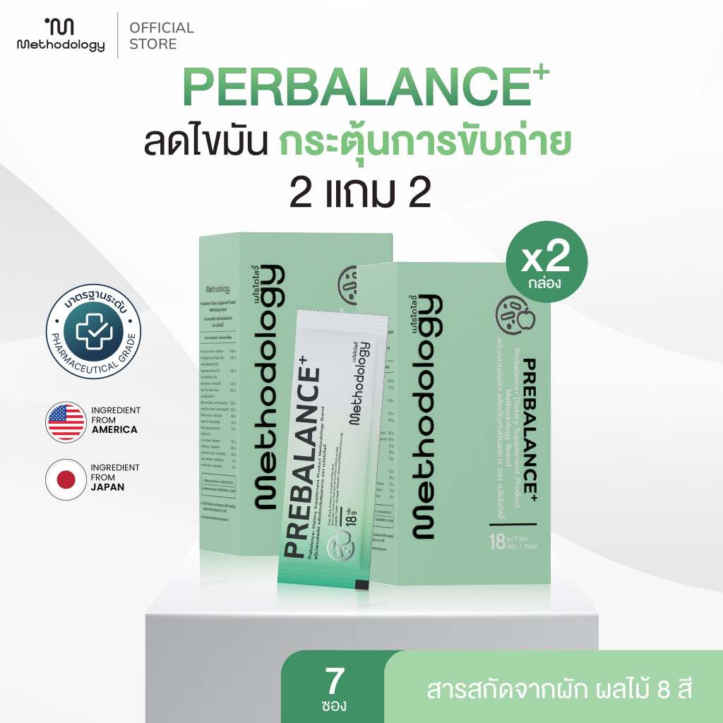 [2 แถม 2] จับคู่สุดคุ้ม Methodology Prebalance+ ไฟเบอร์ธรรมชาติจากผัก8สี กระตุ้นขับถ่าย ลดไขมัน คุมความหิว ปรับสมดุลลำไส