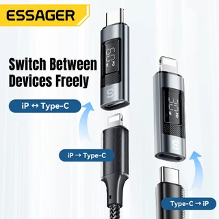 Essager Digital Display Adapters L to Type-C 60W Type-C to L 30W 3A Fast Charge USB2.0 Data Transfer