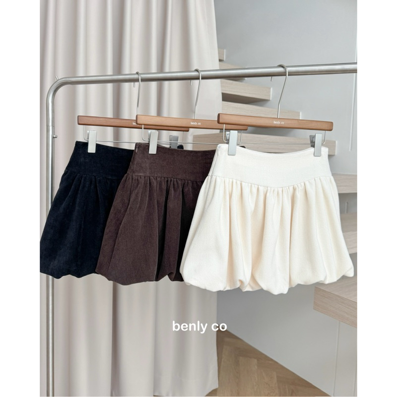 BY0176 Ballon Short Skirt with Velvet fabric ผ้านุ่มสวย มีซับกางเกง benly co
