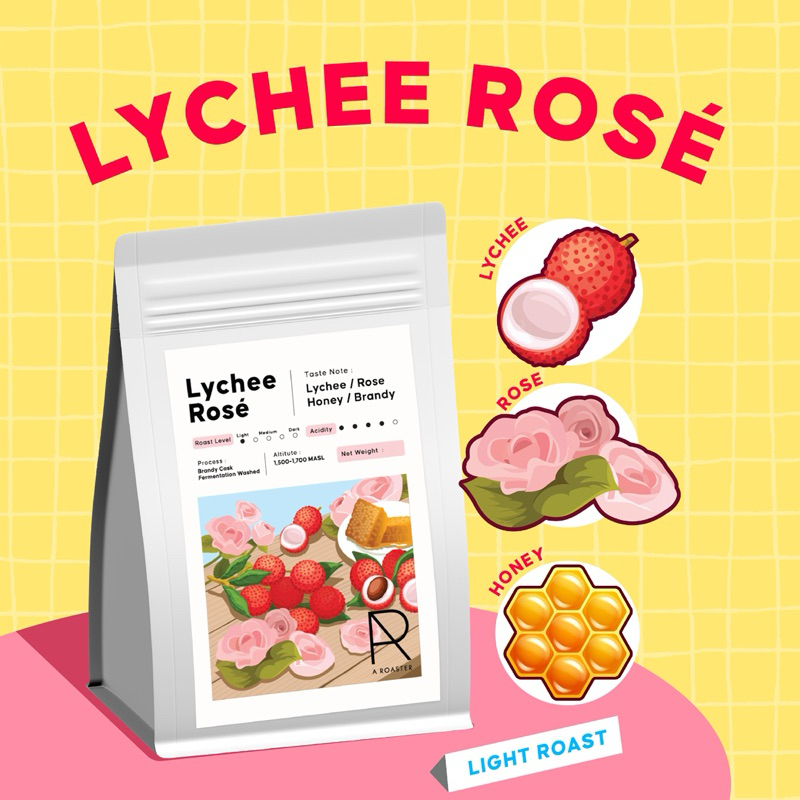 LYCHEE ROSE เมล็ดกาแฟคั่วอ่อนลิ้นจี่กุหลาบ A Roaster