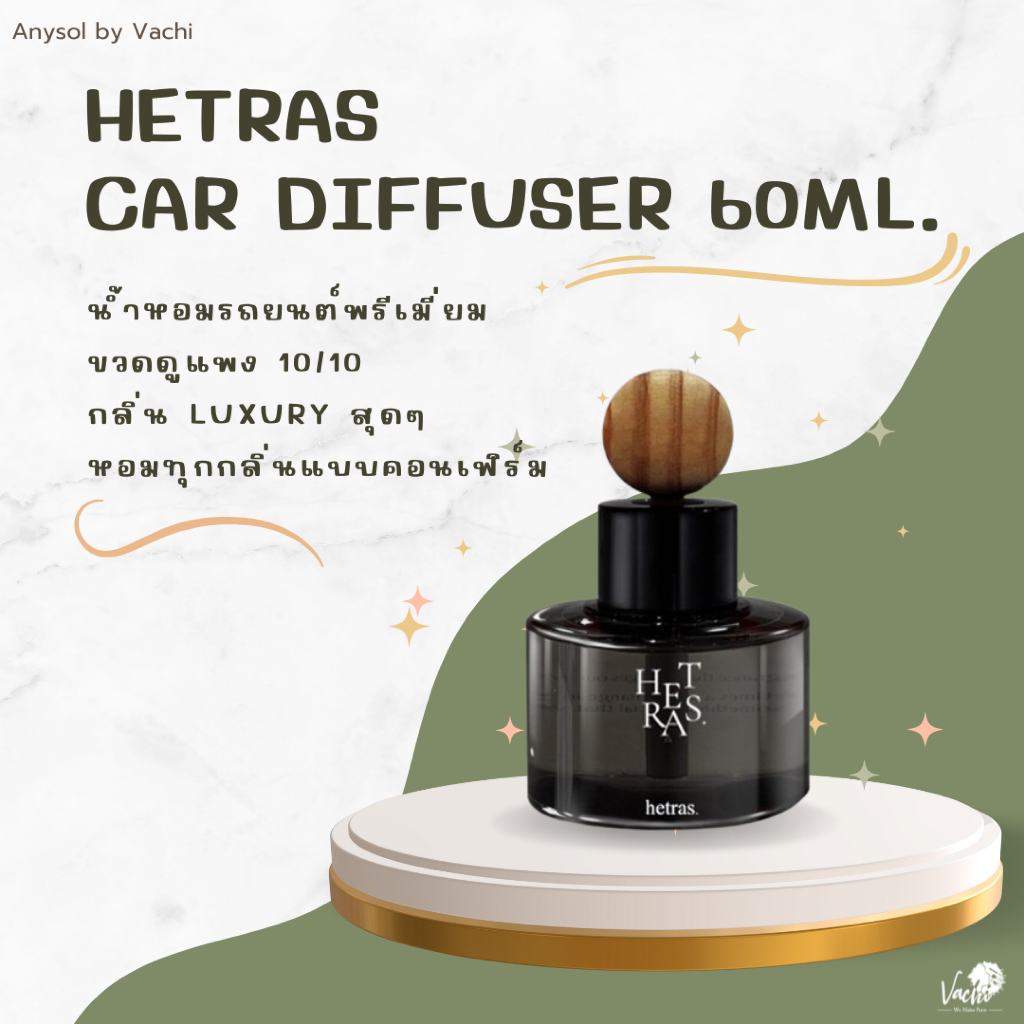 **ของแท้**พร้อมส่ง**Hetras Car Diffuser​ 77ml.